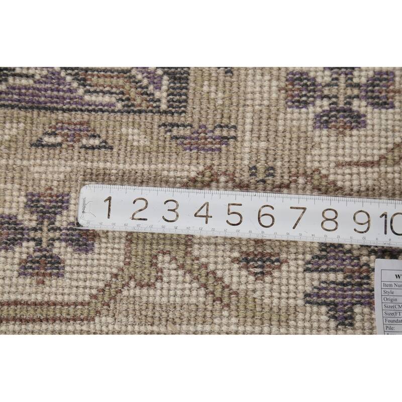 Purple Oushak Indian Area Rug Hand-Knotted Wool Carpet - 4'1"x 5'11"