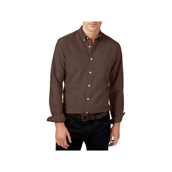 Shop Tommy Hilfiger Mens Button Down Shirt Custom Fit Casual