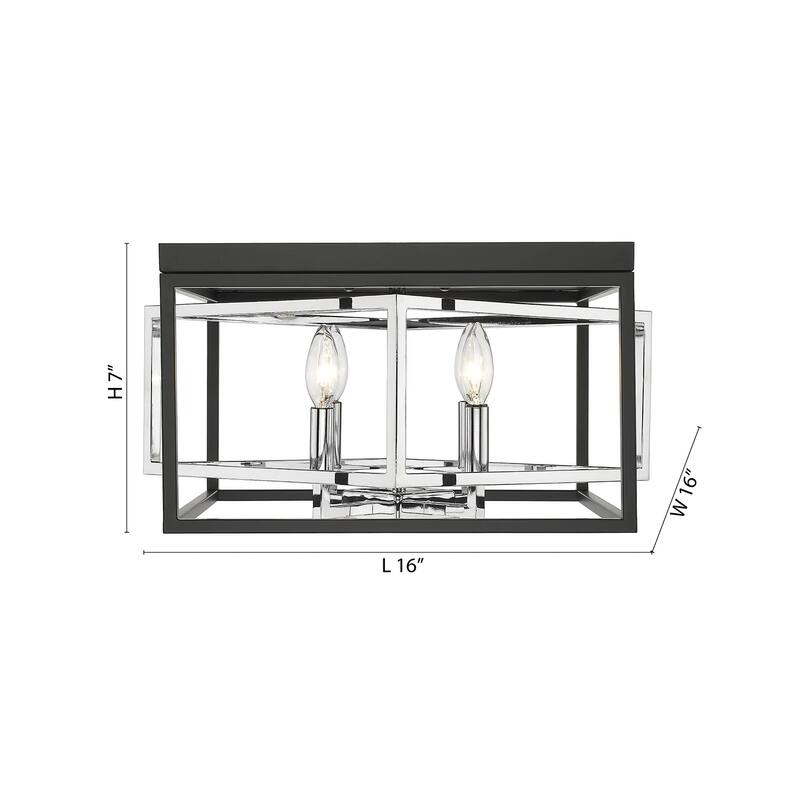 4-Light Black And Chrome Interlocked Box Flush Mount