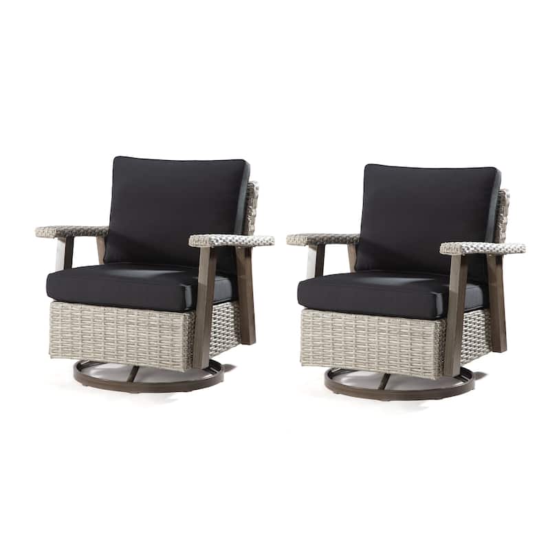 Cozywor Wicker Patio Outdoor Swivel Rocking Chair (Set of 2)