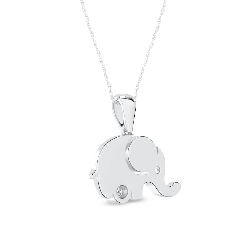 1/20ct TDW Diamond Elephant Pendant Necklace in Silver for Women - White