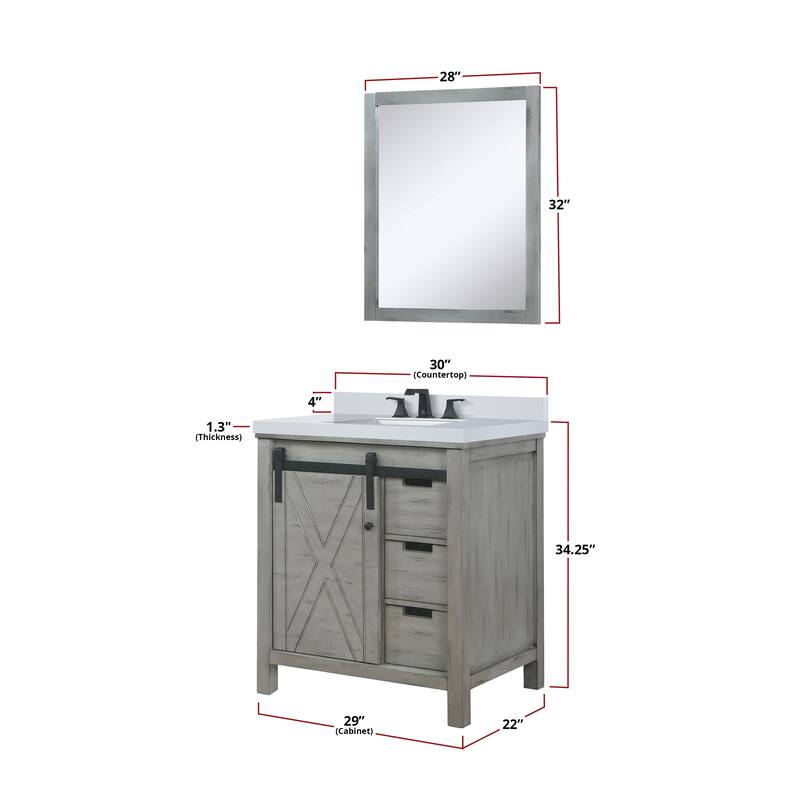 Marsyas Bath Vanity, White Quartz Countertop and Mirrors