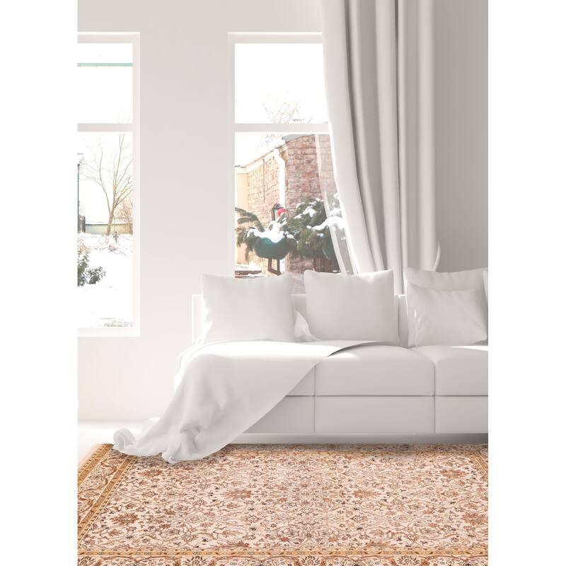 ECARPETGALLERY Hand-knotted Mirzapur Beige Silk, Wool Rug - 5'8 x 7'10