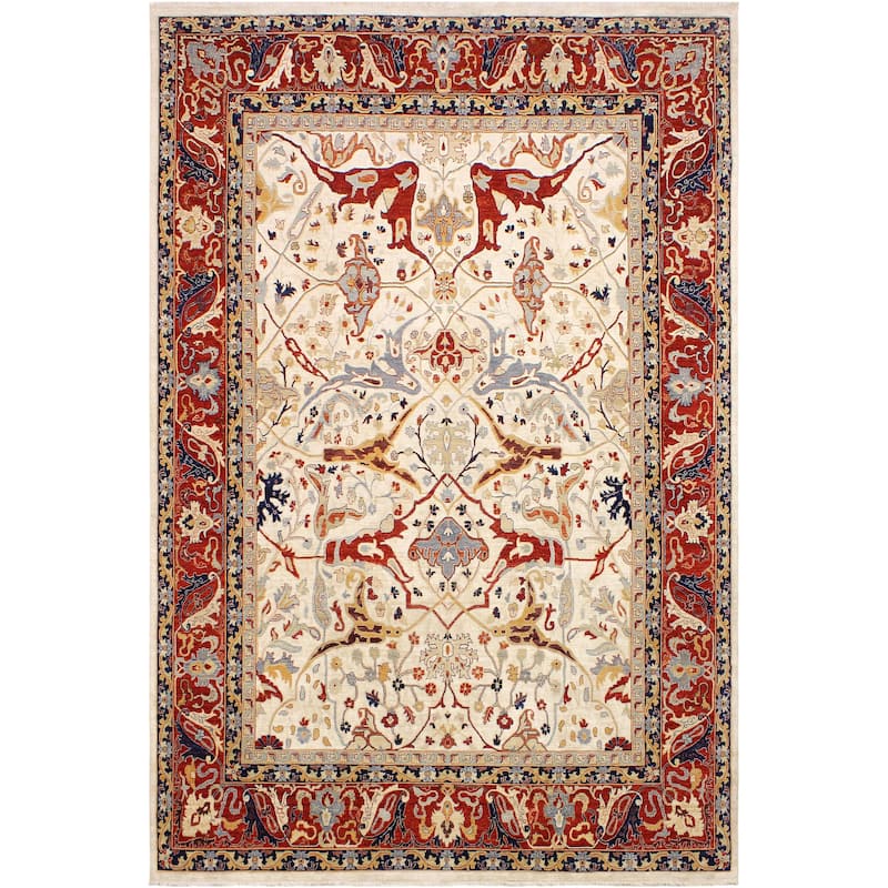 Shabby Chic Ziegler Adeline Ivory Rust Hand-Knotted Wool Rug - 11'10'' x 14'8''