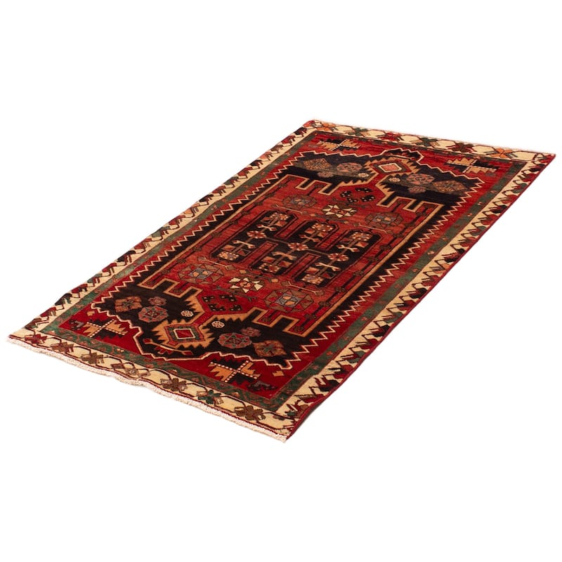 ECARPETGALLERY Hand-knotted Melis Vintage Red Wool Rug - 4'4 x 6'6