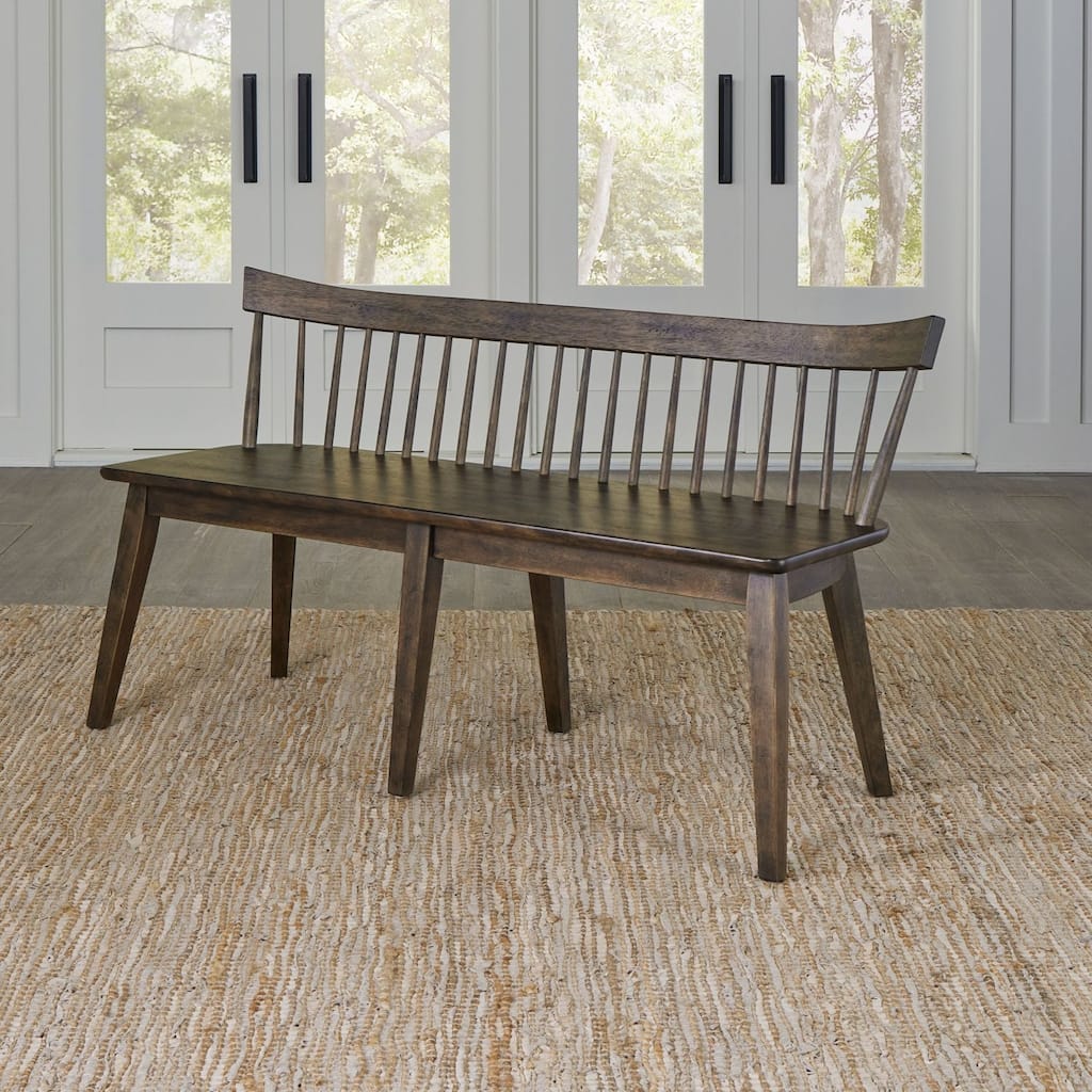 Midland Falls Rustic Brown Spindle Back Bench