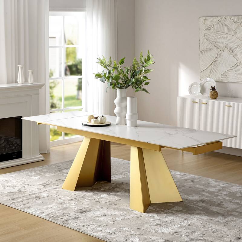 Noah 94" Mordern Extendable Dining Table with Metal Base by HULALA HOME