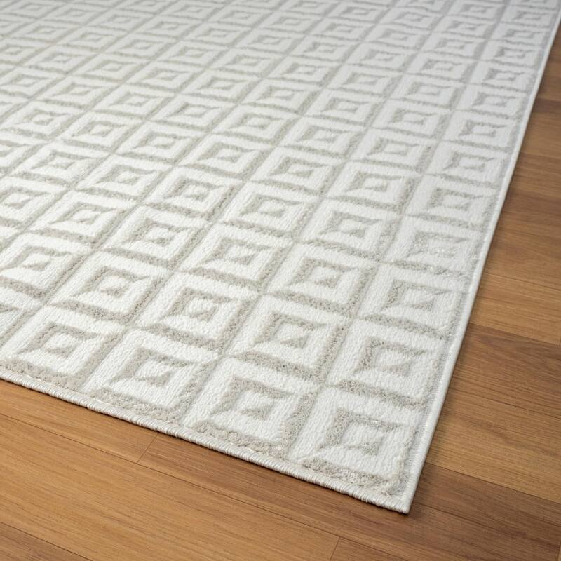 Luxe Weavers Geometric Metallic High and Low Fibers Area Rug