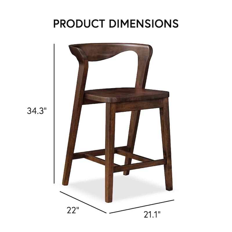 Furniture of America Abigail III Mid-century Modern Handcrafted Solid Hardwood Counter Height Dining Chairs (Set of 2)