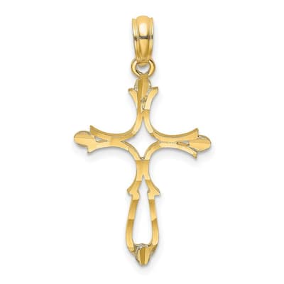 Curata 14k Yellow Gold Religious Cut-out Polished Cross Necklace 18mm x 24.6mm