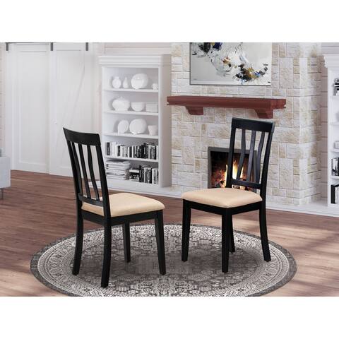 East West Furniture 2 Pieces Dining Chiars Set - Black and Cherry Antique Kitchen Chairs - (Seat's Type Options)