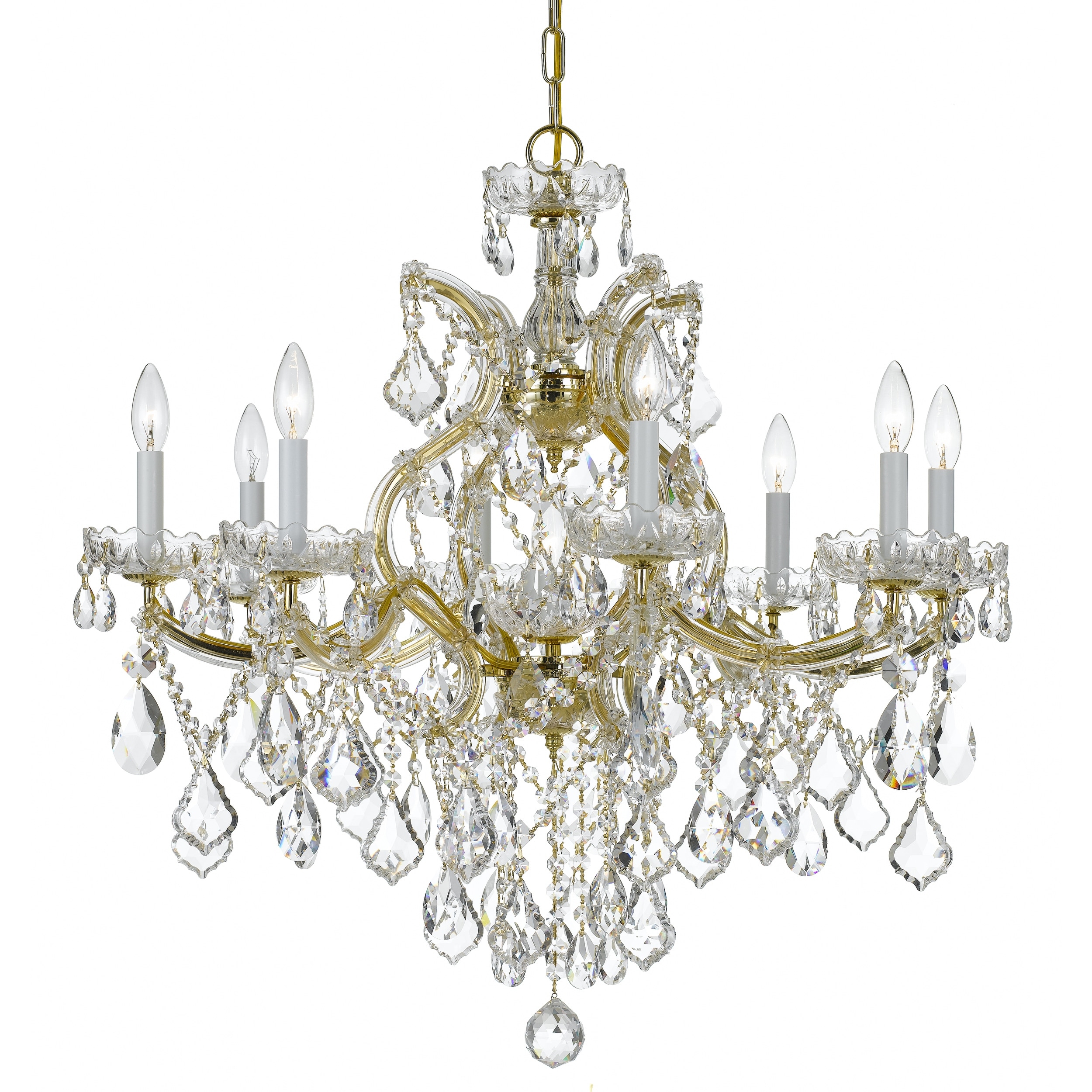 Maria Theresa 9 Light Spectra Crystal Gold Chandelier - 28'' W x 27'' H