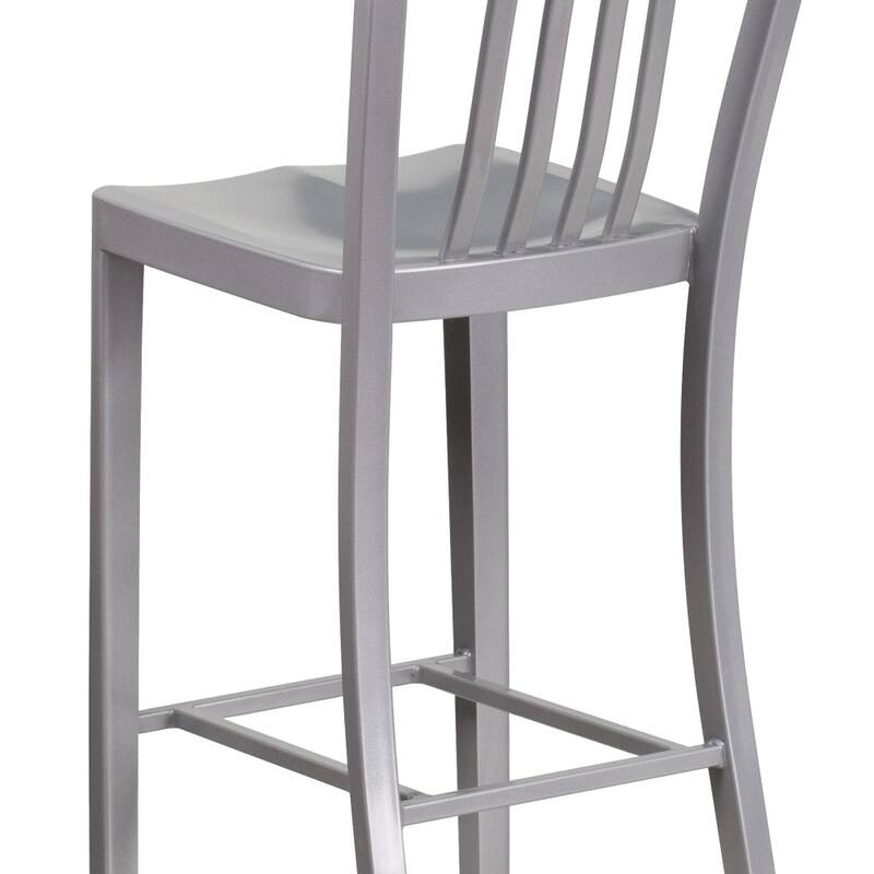 30'' High Metal Indoor-Outdoor Barstool with Vertical Slat Back