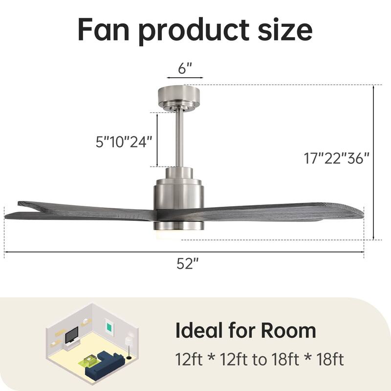 Modern Ceiling Fan With Light Smart Life APP Remote Control Timer For Alexa Google Bedroom Farmhouse