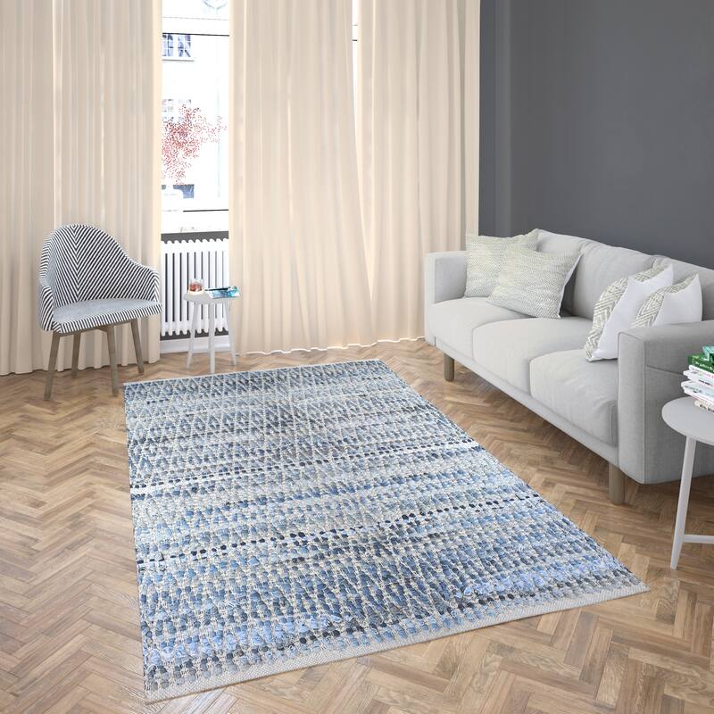 Fabstyles Denim Cotton Kohinoor Handmade Area Rag Rug