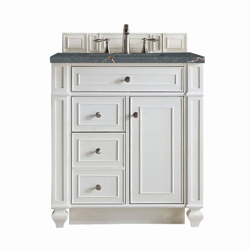 James Martin Vanities 157-V30-3PBL Bristol 30" Single Basin Walnut - Bright White