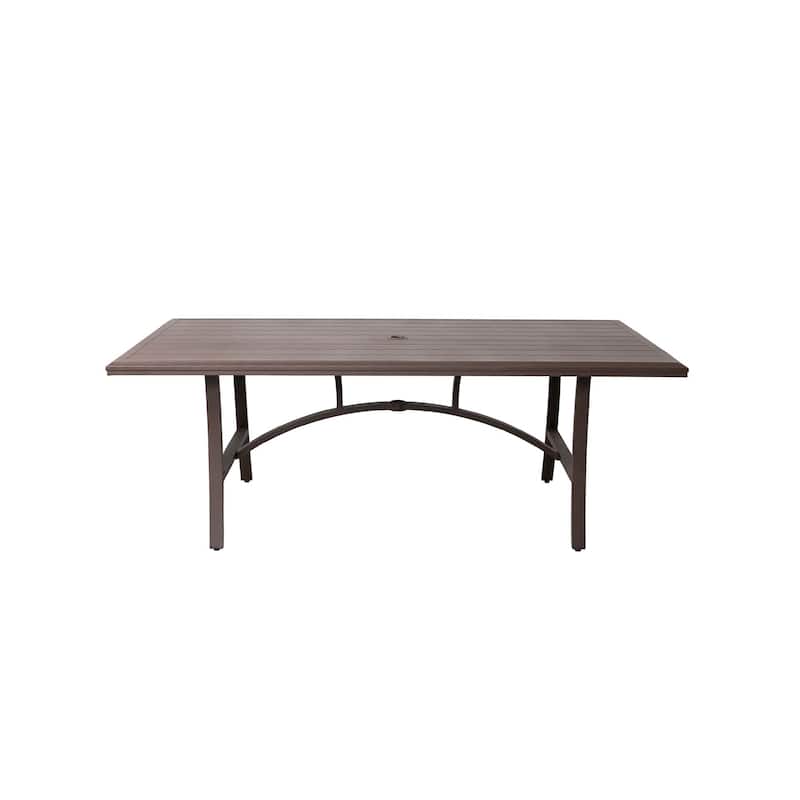 Outdoor Dining Set, Rectangular Aluminum Umbrella Dining Table