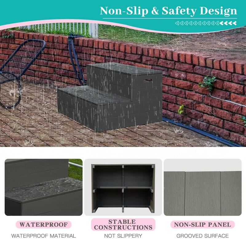 Domi Hot Tub Steps, Universal Spa & Hot Tub Step, Heavy Duty Aluminum Spa Steps, Non-Slip Spa Stairs for Outdoor/Indoor
