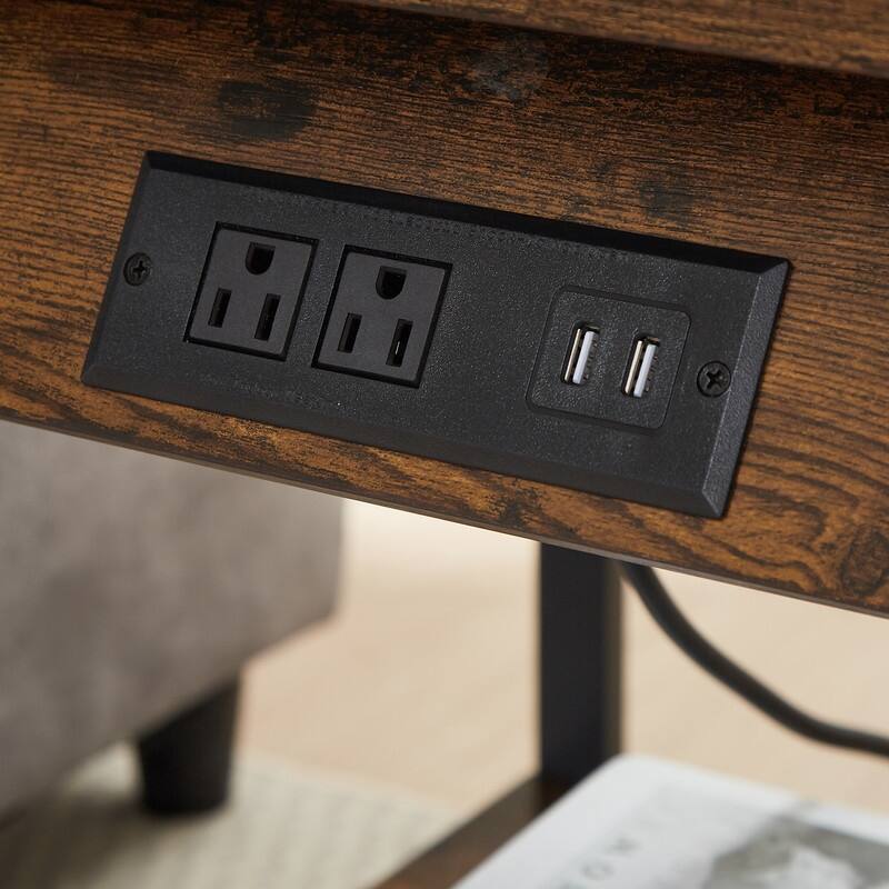 Side Table with Charging End Tables Set of 2 with USB Ports & Sockets