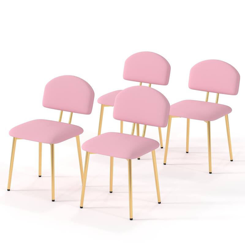 Javlergo Modern PU Leather Dining Chairs Set of 2 or 4 Upholstered Side Chairs Oval Back Compact Kitchen Chairs for Dining Room - Set of 4 - Pink