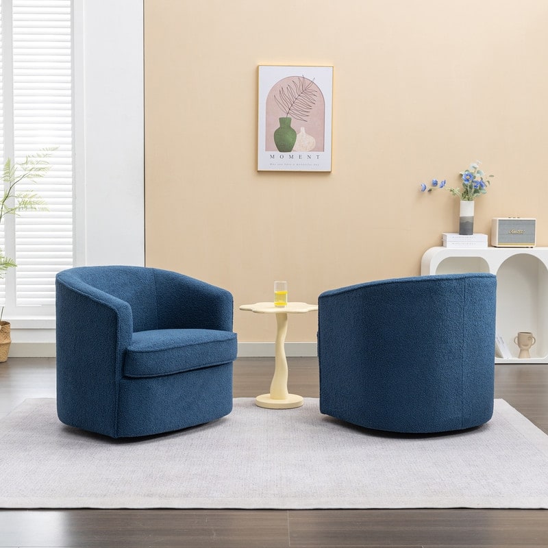 SEYNAR Modern Boucle Upholstered 360 Degree Swivel Accent Club Chair Set of 2