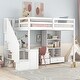 preview thumbnail 47 of 80, Multifunctional Wood Twin Size Loft Bed with L-Shaped Desk and Storage Staircase, Loft Bed Frame with Cabinet and Drawers