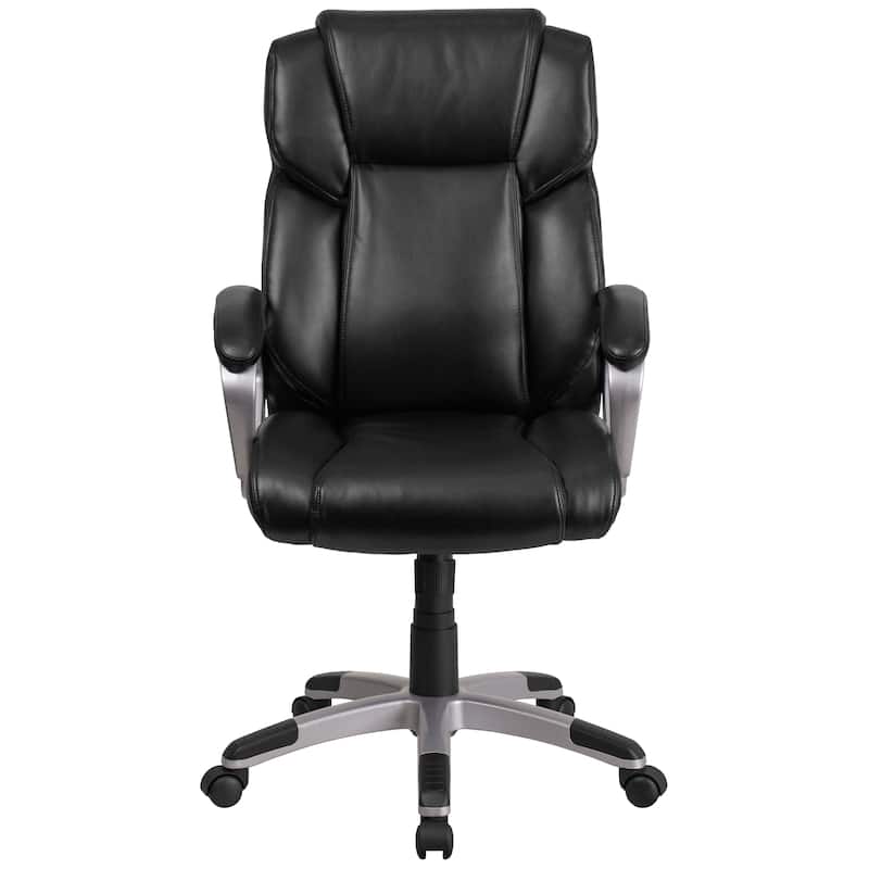 Mid-Back LeatherSoft Executive Swivel Office Chair with Padded Arms