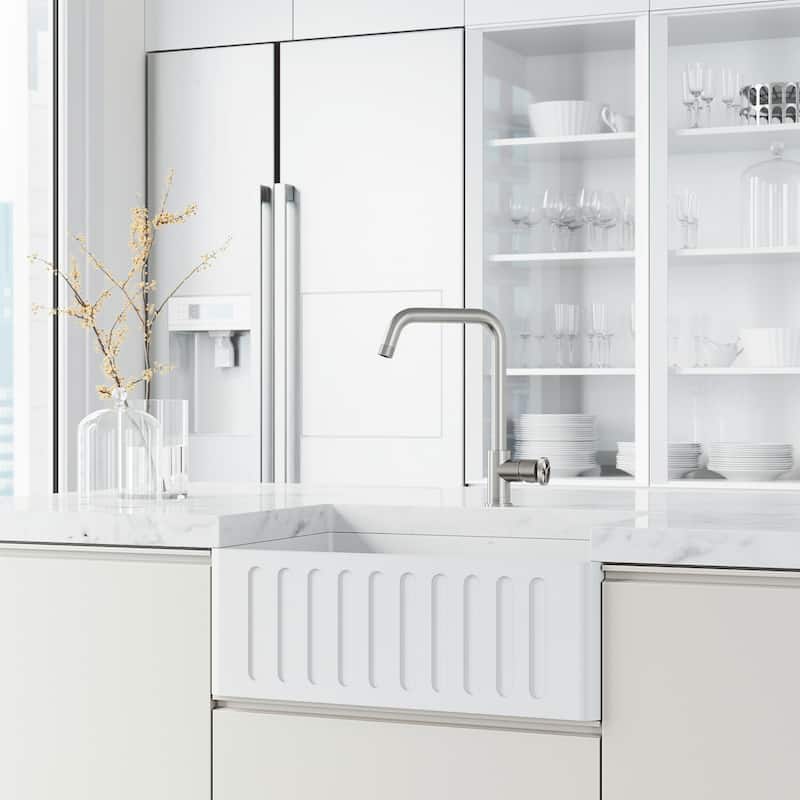 VIGO Cass Industrial 14" H Single Handle Kitchen Bar Faucet