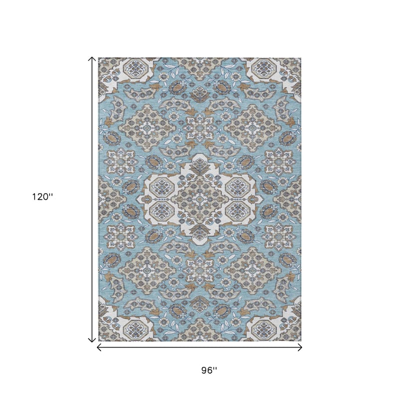 HomeRoots Medallion Traditional Rectangle Outdoor Rug