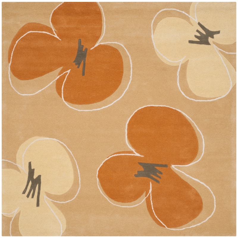SAFAVIEH Handmade Soho Sarai Daisy N.Z. Wool Rug - 8' Square - Gold