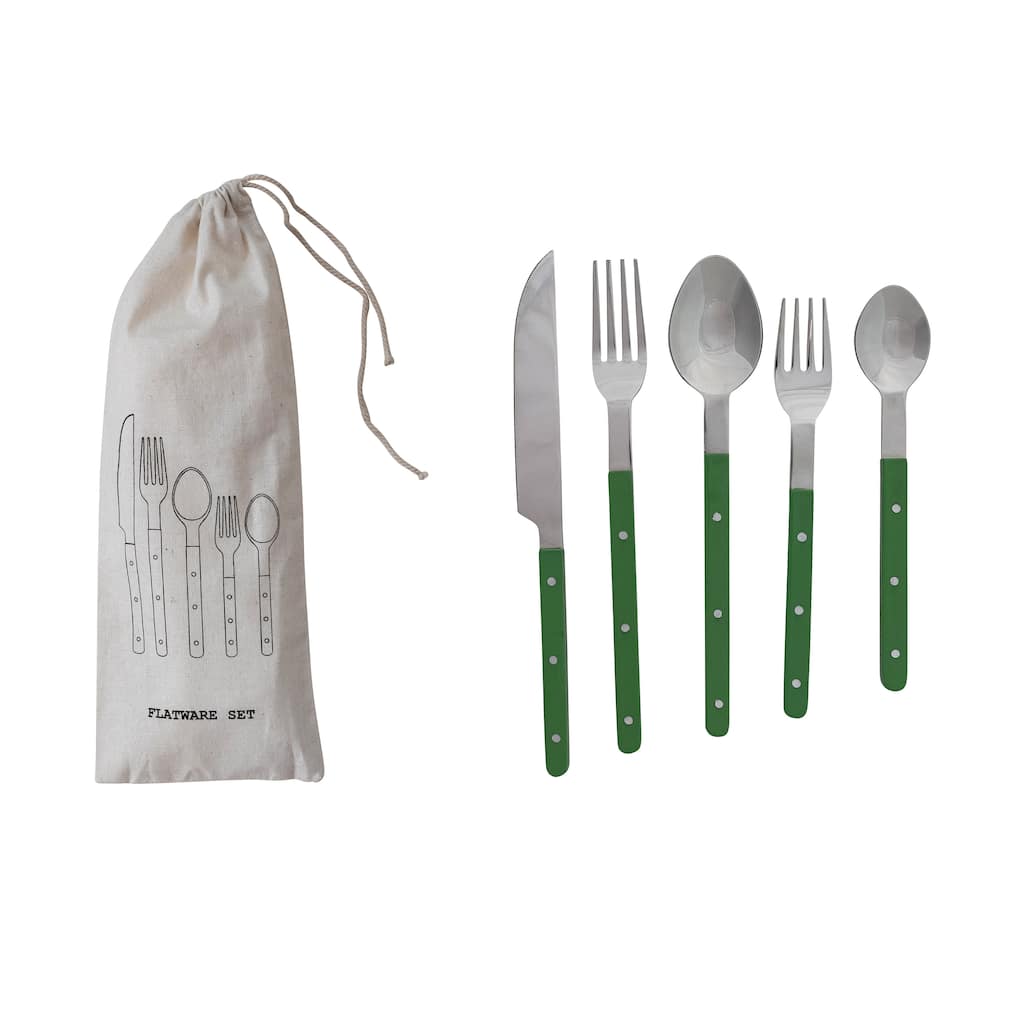 Stainless Steel Flatware Set with Resin Handles - 9.5"L x 0.75"W x 0.25"H