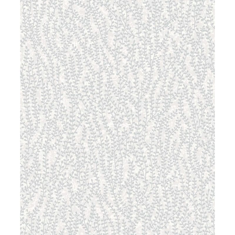 Seabrook Designs Seaweed Beaded Branches Nonwoven Unpasted Wallpaper - 20.9 in. W x 33 ft. L - Metallic Silver & Glass