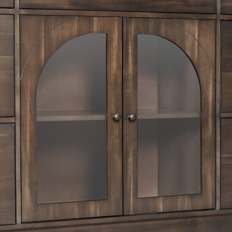 55.1" Large Storage Cabinet with 2 Doors and 7 Drawers for Living and Dining Room Organization