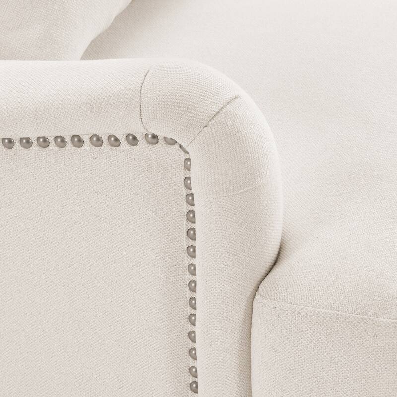 Upholstered Accent Chair with Solid Wood Legs and Pillow for Living Room Seating