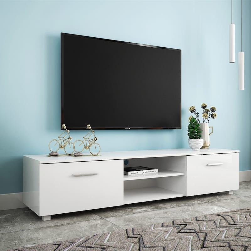 70 Inch TV Stands with 2 Storage Cabinet & Open Shelves