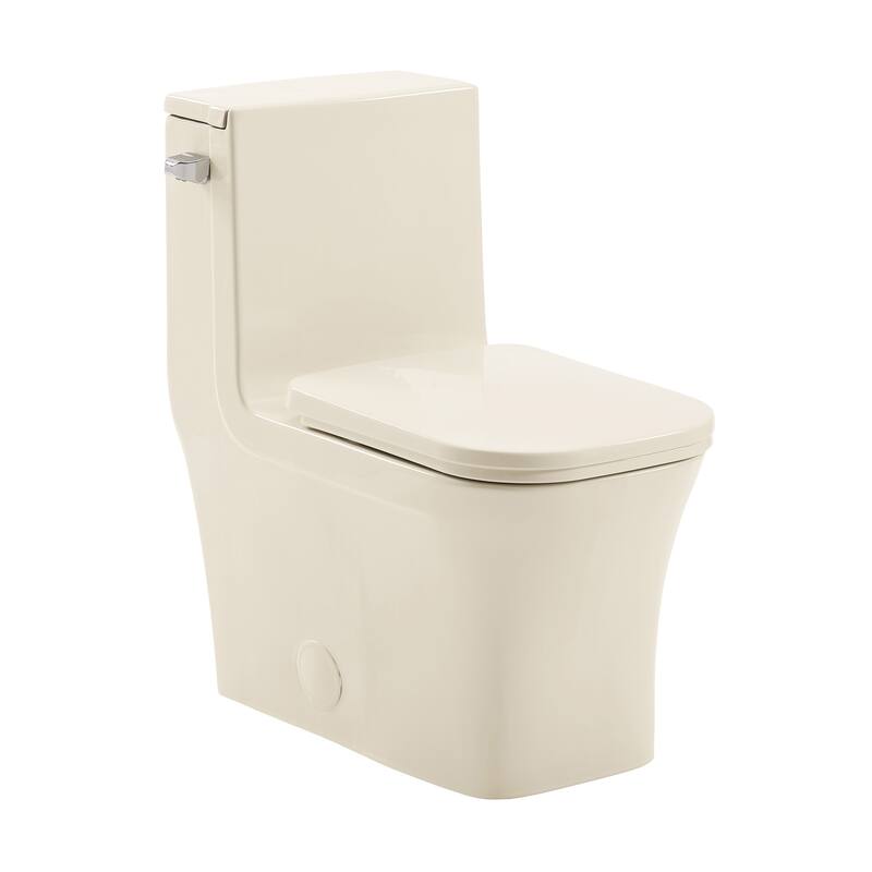 Bastille One Piece Square Left Side Flush Handle Toilet 1.28 Gpf In Bisque - 26.05" x 14" 29.25"