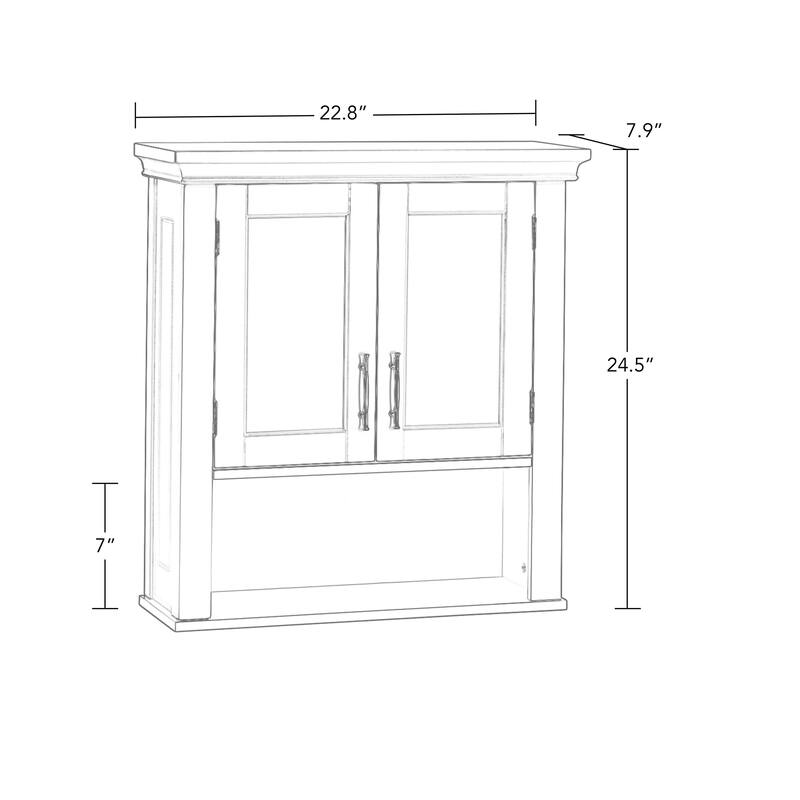 RiverRidge Somerset Two-Door Bathroom and Laundry Wall Mount Storage Medicine Cabinet with Open and Adjustable Shelf - White
