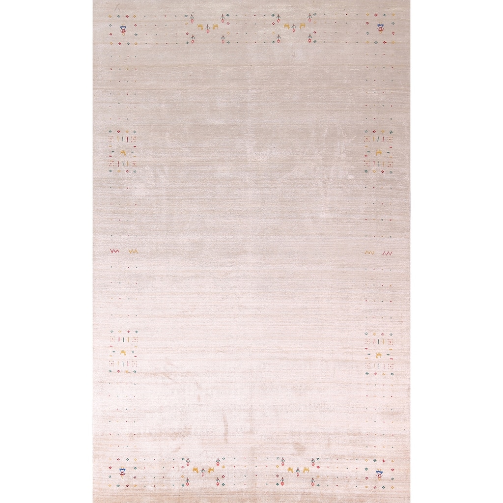 Striped Tribal Gabbeh Oriental Area Rug Handmade Wool Carpet - 7'9"x 11'9"