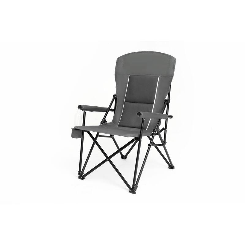 Anmytek Collapsible Padded Camping Chair with Cup Holder High Backrest and Mesh Panel Foldable Outdoor Chair