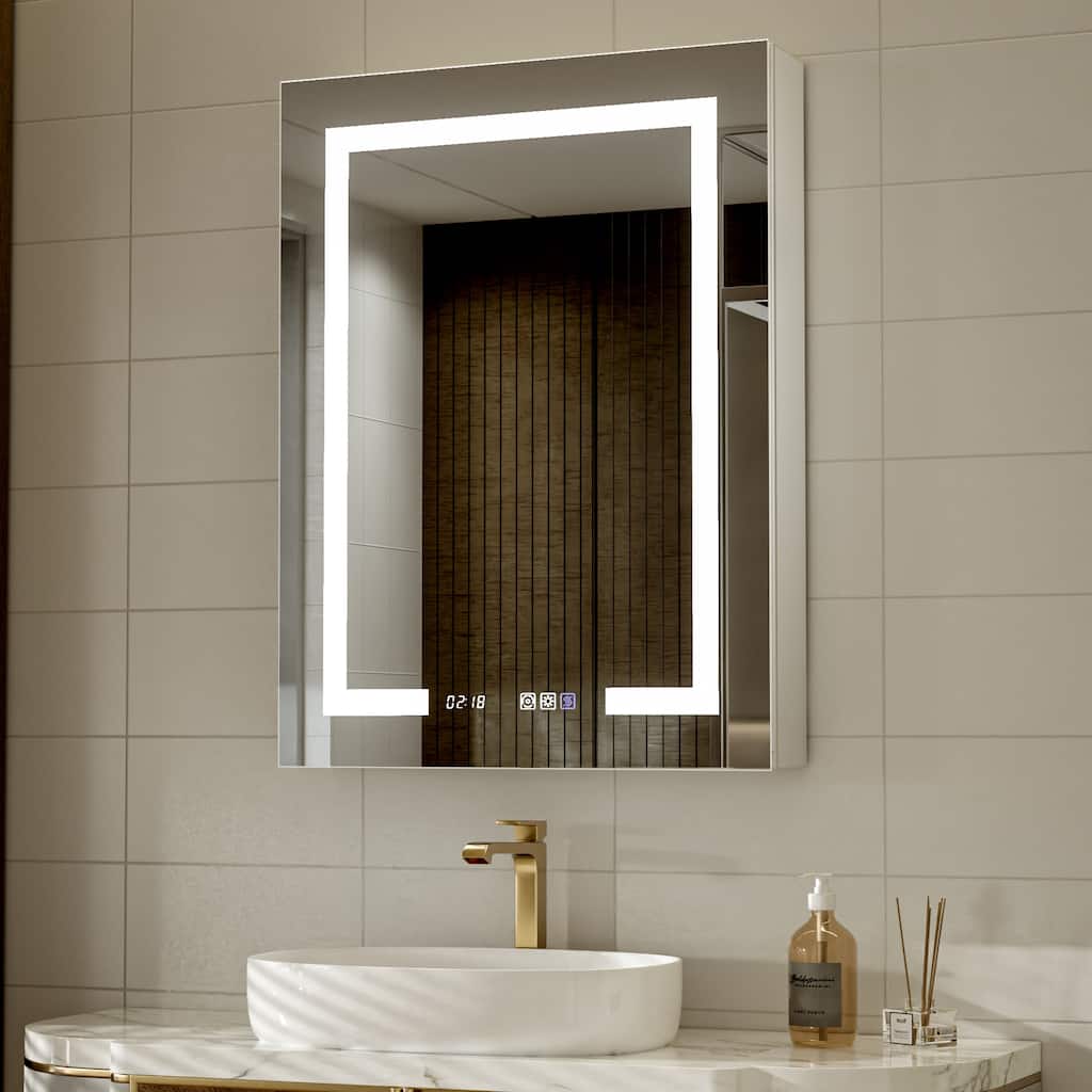 Modland 20"-24"W x 32"H LED Medicine Cabinet Mirror for Bathroom with Recessed & Surface Mount Anti-Fog