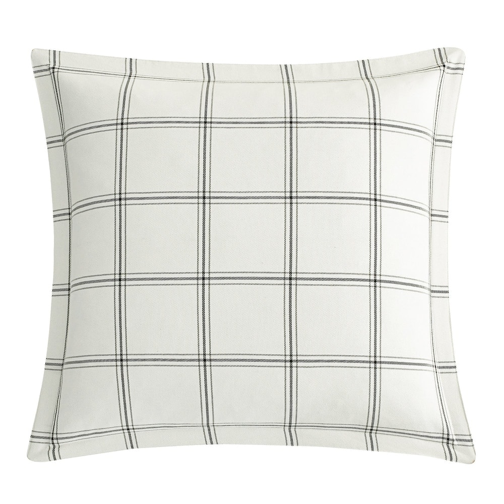 HiEnd Accents Windowpane Plaid Modern Rustic Bedding Euro Pillow Sham, 27x27 inch
