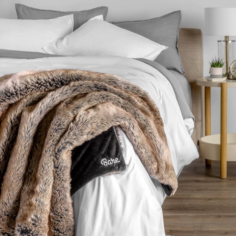 Bare Home Faux Fur Blanket - Ultra-Soft Blanket - Luxurious Fuzzy Warm