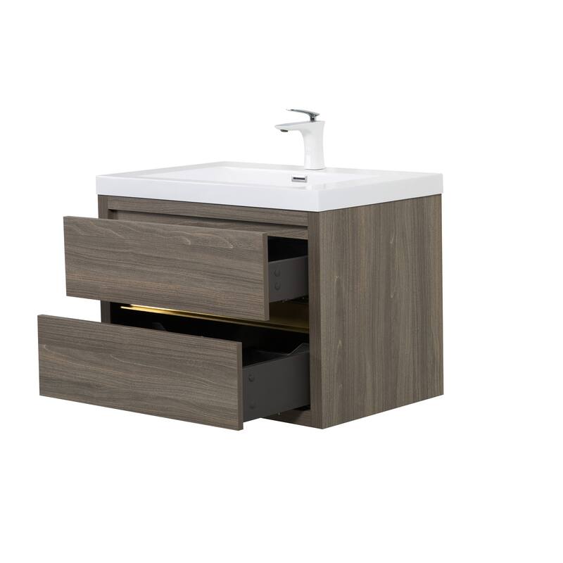 30" Wall Mounted Bathroom Vanity with Sink and Soft Close Drawers