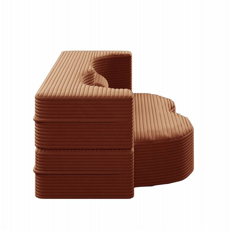 Modern 78" Full Size Convertible Corduroy Foam-Filled Sleeper Sofa,Modern Floor Sofa with 2 Pillows
