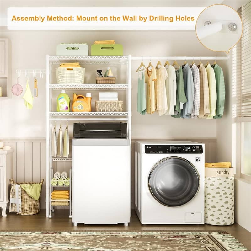 Over Washer and Dryer Storage Shelf - 13.4"D x 77.9"W x 77.5"H