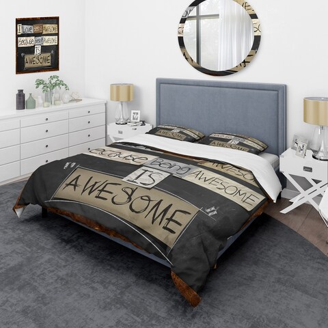 Designart 'I Love Being Awesome' Rustic Duvet Cover Comforter Set