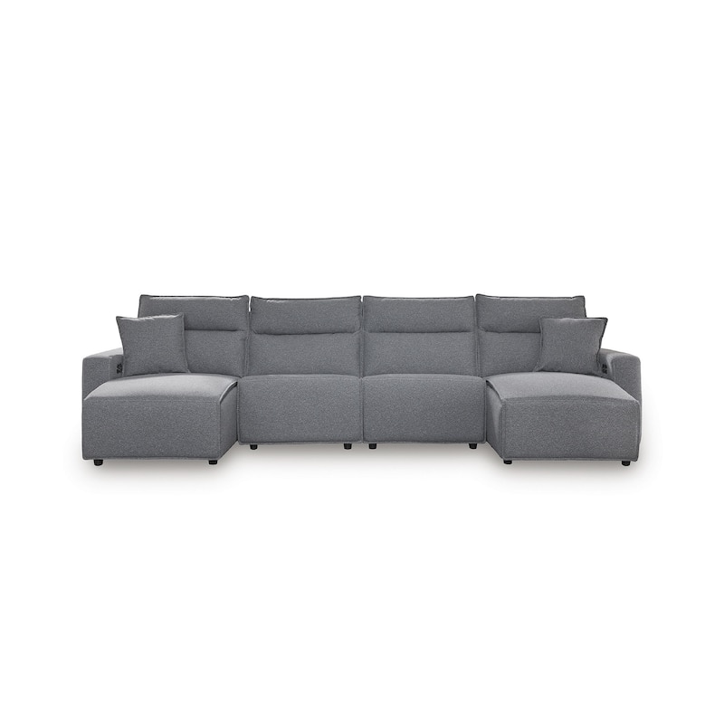 Signature Design by Ashley Modmax Gray 4-Piece Power Reclining Sectional with Chaise - 150" W x 63" D x 41" H