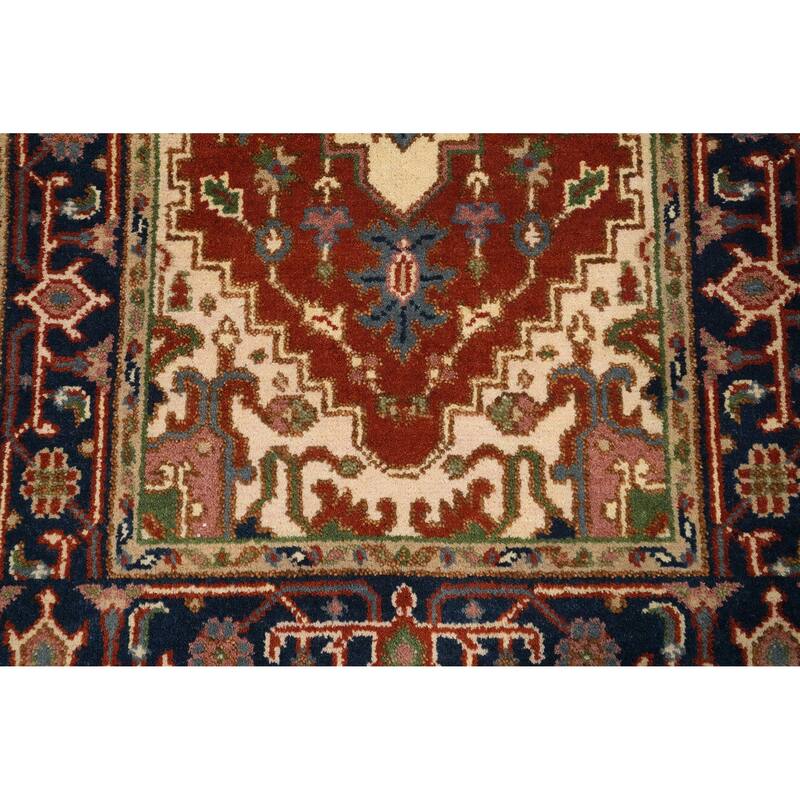 Hand Knotted Oriental 100% Wool Carpet Traditional Medallion Oranges & Rust Heriz (serapi) Area Rug - 5' 3'' X 2' 10''