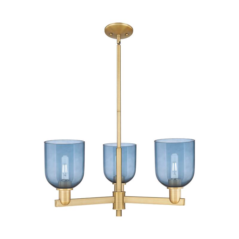 Innovations Lighting Endless Possibilities Arcadia - Bella - 3 Light 27" Stem Hung Chandelier - Blue/Brushed Brass