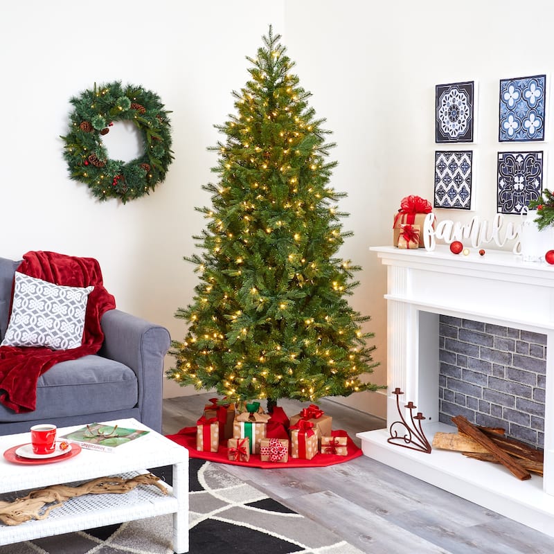 7ft. Fir Artificial Christmas Tree with 450 Warm White Lights and 1153 Bendable Branches - Radiant Holiday Glow